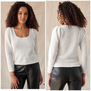 100% cashmere puff sleeve sweater by white+warren